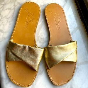 Brand new never worn J.Crew slip on sandals in a size 11 in a Beautiful gold!